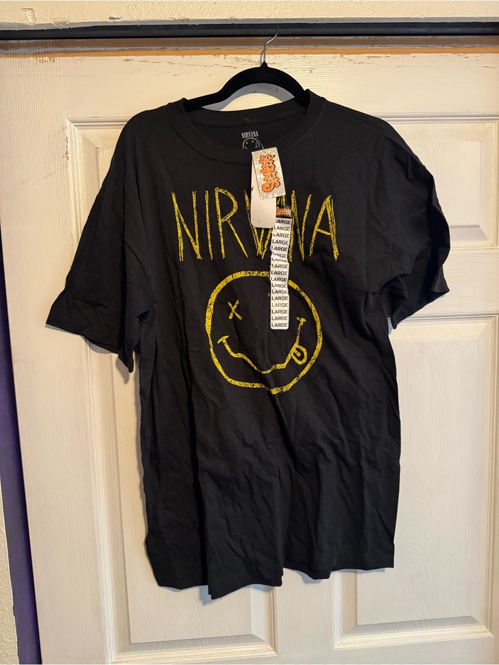 Nirvana Black Graphic Band Tee - Yellow Logo - Large